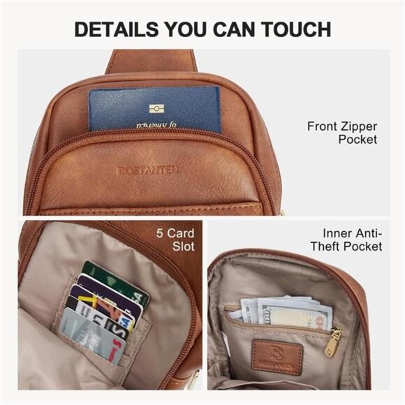 Sling Bag Quilted Crossbody Bags for Women Cross Body Purse Leather - Picture 4 of 7